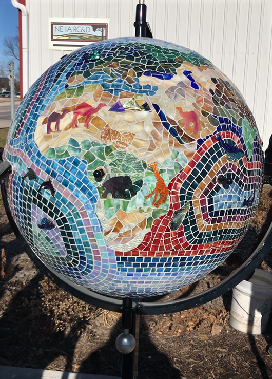 'Hometown to the World' Globe Sculpture